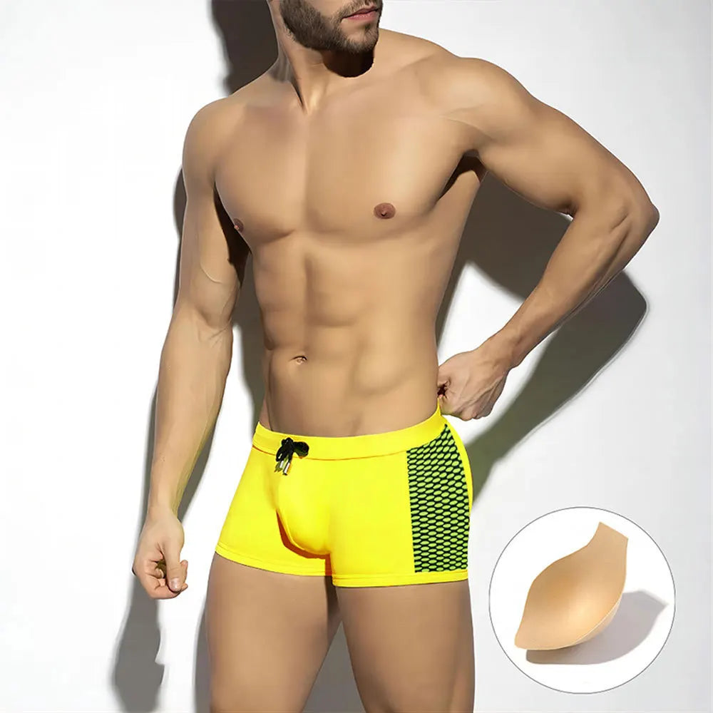 Splicing Men's Swim Trunks Boxer Swimwear Sexy Swimming Briefs Low Rise Sunga Arena Stripe Shorts Surf Bathing Suit Swimsuit