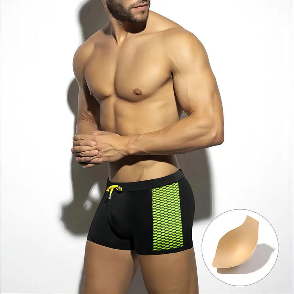 Splicing Men's Swim Trunks Boxer Swimwear Sexy Swimming Briefs Low Rise Sunga Arena Stripe Shorts Surf Bathing Suit Swimsuit